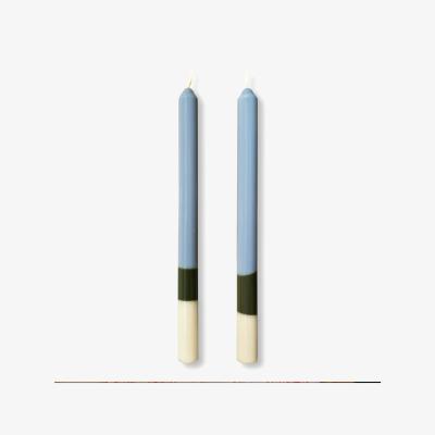 Wolf & Badger Green / Blue / White Highbury - Dinner Taper Candle Pair | Pygmalion London
