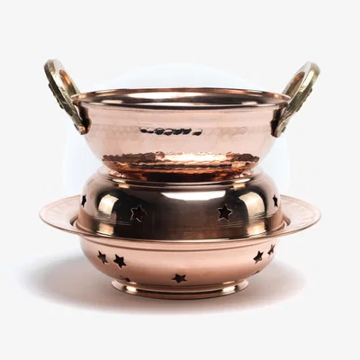 Wolf & Badger Neutrals Copper Massage Oil Warmer Set - Solid Copper Ayurveda Therapy Spa Accessories | Modeditions