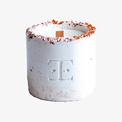Wolf & Badger White / Rose Gold Antique Gold Crystal Candle Small | Esti Living