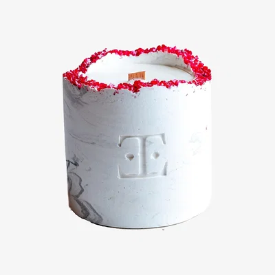 Wolf & Badger Silver / Red Simply Red Crystal Candle Large | Esti Living
