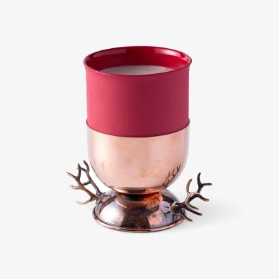 Wolf & Badger Gold / Red Scarlett Scented Soy Candle With Cast Bronze Antler Base | Atelier Terra Madre