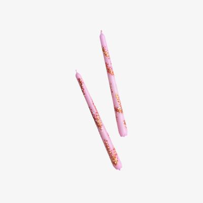 Wolf & Badger Pink / Purple Cherry Blossom Hand-Painted Taper Candle Set | One Size | Urban Society Studio