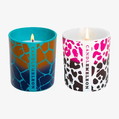 Wolf & Badger White / Yellow / Orange Animal Lover Colour Changing Candle Combo - 2X 200G Candlemeleon