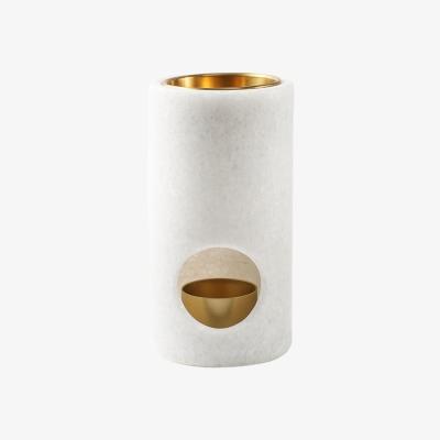 Wolf & Badger Gold / White Marble & Brass Oil Burner | Cahm