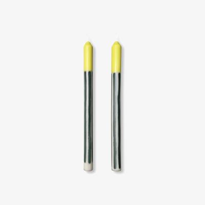 Wolf & Badger White / Green / Yellow Bergamot - Dinner Taper Candle Pair | Pygmalion London