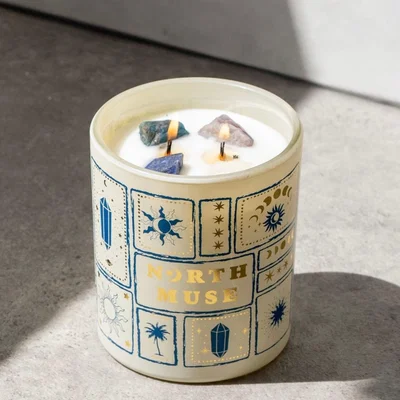 Wolf & Badger Blue / White Crystal Cove Sea Salt & Sage - Candle & Diffuser | North Muse