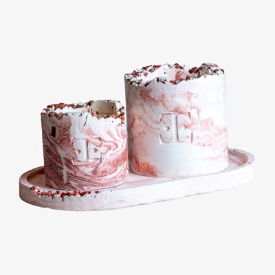 Wolf & Badger White / Rose Gold Copper Charm Gemstone Candle Set | Esti Living