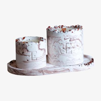 Wolf & Badger White / Brown Mocha Dreams Gemstone Candle Set | Esti Living