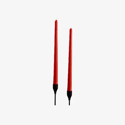 Wolf & Badger Dinner Taper Candles Red | Studio Üm