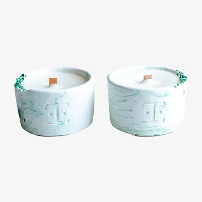 Wolf & Badger White / Green Mystic Green Midi Candle Set | Esti Living