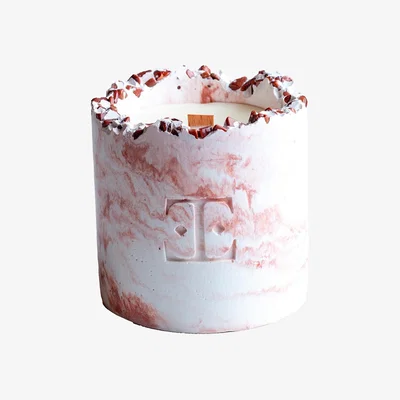 Wolf & Badger White / Rose Gold Copper Charm Gemstone Candle Large | Esti Living