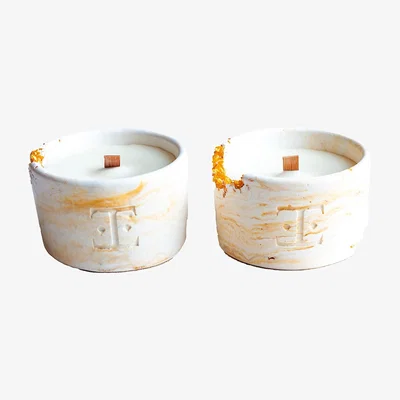 Wolf & Badger Yellow / Orange / White Fresh Blom Midi Candle Set | Esti Living
