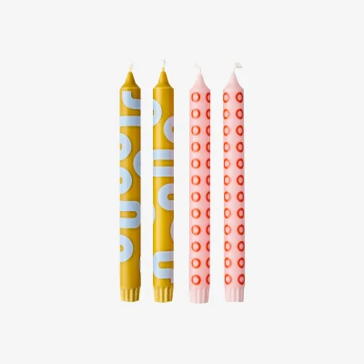 Westwing Taper Candles Happy, Set of 4