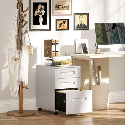 The Range Vinsetto 3 Drawer Filing Cabinet for A4 Legal and Letter - White / 39cm