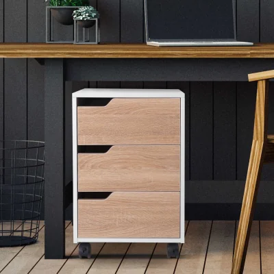 The Range MDF Mobile File Cabinet  - Oak, White