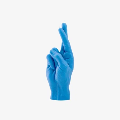 Amara CandleHand - 'Fingers Crossed' Candle - Blue