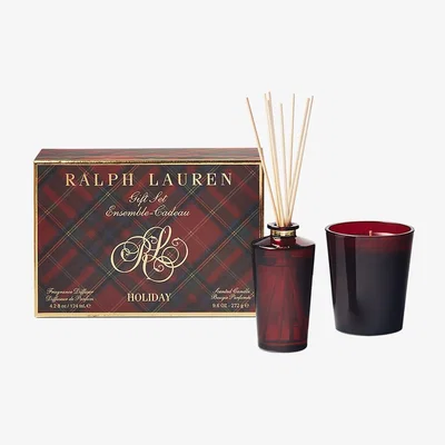 Amara Ralph Lauren Home - Holiday Classic Gift Set - Scented Candle & Diffuser - Red Currant, Evergreen and Juniper
