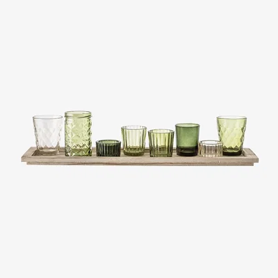 Amara Bloomingville - Assorted Green Glass Votives - Set of 9
