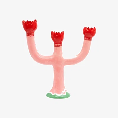 Amara Tulip Candlestick Holder - Pink