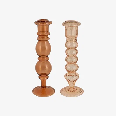 Amara À la - Classic Glass Candle Holder - Set of 2 - Pink