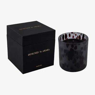 Amara Luxe - Frosted Cheena Jar Candle - Black - Apple & Sandalwood