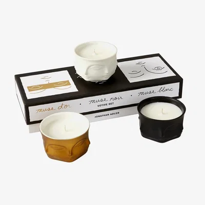 Amara Jonathan Adler - Muse Votive Candles - Set Of 3 - Black