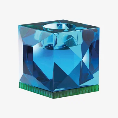 Amara Reflections Copenhagen - Ophelia Crystal Tealight Holder - Azure/Green