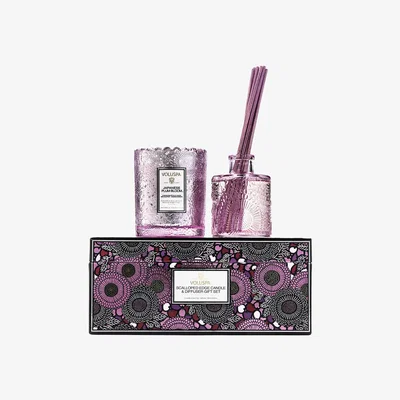 Amara Voluspa - Scalloped-Edge Candle & Diffuser Gift Set - Japanese Plum Bloom