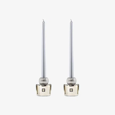Amara Baobab Collection - Les Exclusives Twin Candle Holder - Platinum