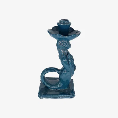 Amara Les Ottomans - Sicily Sculpture Hand-Painted Candle Holder - Blue