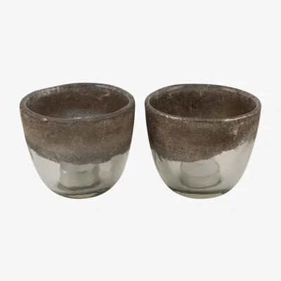 Amara Retreat - Ombre Buried Glass Tealight Holder - Set of 2