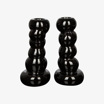 Amara Completedworks - B34 Ceramic Candlesticks - Set of 2 - Black
