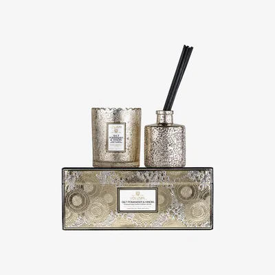 Amara Voluspa - Scalloped-Edge Candle & Diffuser Gift Set - Gilt Pomander & Hinoki