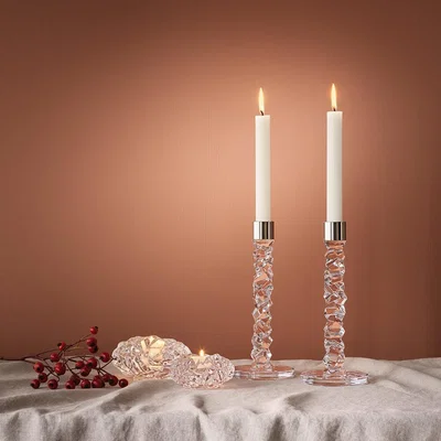 Amara Orrefors - Carat Candlestick - Set Of 2 - Clear