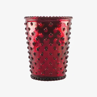 Amara Simpatico - Hobnail Glass Candle - Chrome Red Reindeer