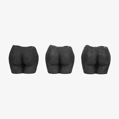 Amara Anissa Kermiche - Rock Bottom Candle Holders - Set Of 3 - Black