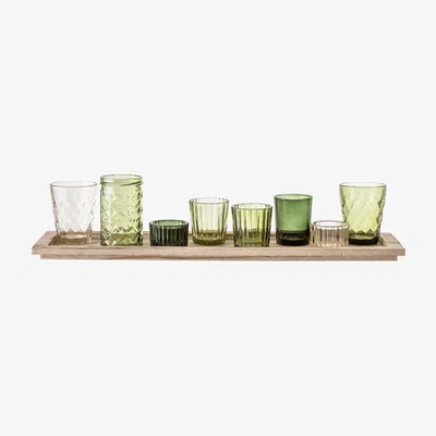 Barker and Stonehouse Votive Candle Holder Tray Set, Green