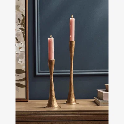 Cox and Cox Brass Dinner Candle Holder - Short