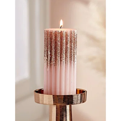 Cox and Cox NEW Blush Glittered Pillar Candle - Large