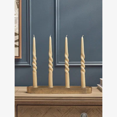 Cox and Cox Four Twisted Candles - Ivory