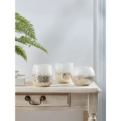 Cox and Cox NEW Three Crackle Metallic Tealight Holders