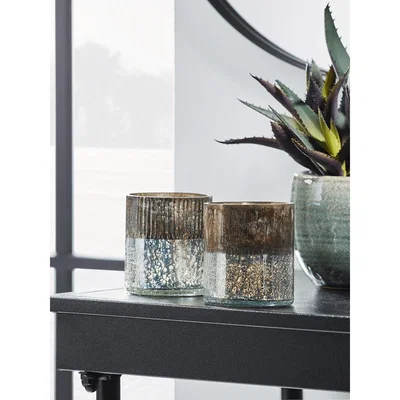 Cox and Cox NEW Two Crackle Metallic Tealight Holders