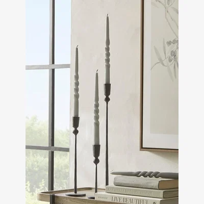 Cox and Cox Four Twisted Candles - Grey