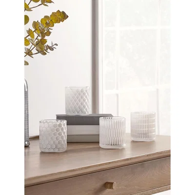 Cox and Cox Four White Geometric Tealight Holders