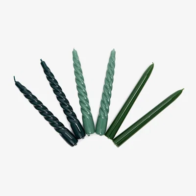 The Conran Shop Twist & Straight Candles in Green Set of 6 By The Conran Shop