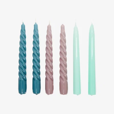 The Conran Shop Twist & Straight Candles in Tonal Set of 6 By The Conran Shop