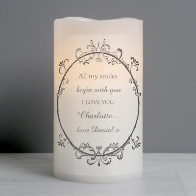 Dunelm Personalised Ornate Frame LED Candle White