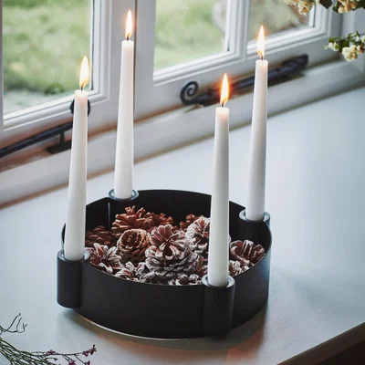 Dunelm Black Centrepiece Candle Holder Black