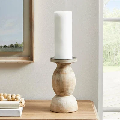 Dunelm Churchgate Solid Wood Candlestick 22cm Natural