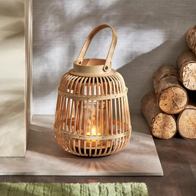 Dunelm Natural Lantern 25cm Brown